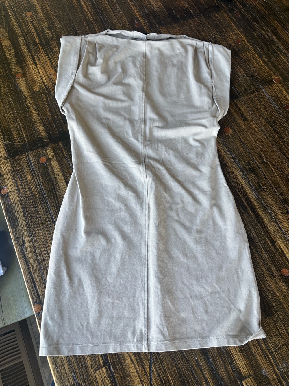 Ming Wang Light Gray taupe Cap-Sleeve Mini Dress boatneck